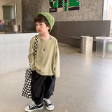 hoombox Autumn boys solid color cargo pants handsome pockets wide leg pants baby children cotton loose trousers