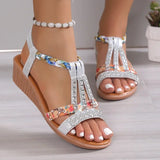 hoombox Women Wedge Sandals Summer Bohemia Rhinestones Casual Platform Sandals Female Peep Toe Outdoor Beach Shoes обувь женская летняя