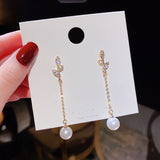 Flower Earrings For Women Sparkling Zircon Ear Pendant Green Color Fashion Korean Cuff Clip Earrings Wedding Party Jewelry Gifts