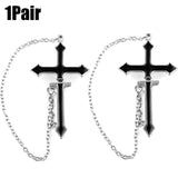 hoombox  Women Girls Punk One-piece Earrings Butterfly Cross Pendant Tassel Clip Earrings Ear Studs Alloy Dangle Earring Jewelry Gift