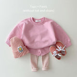 hoombox Korean Baby Cotton Kintting Clothing Sets Kids Boy Girls Outfit Spring Autumn Teenage Infant Tracksuit Pullovers Tops+Pants 2PCS