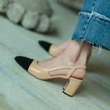 hoombox New In Leather Women 39 Shoes Sandals Flat Bottom Color Hollow Thick Heel Chaussure Femme Zapatos Mujer Sandalias Sapatos