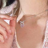 hoombox Y2K Star Zircon Pendant Necklace for Women Luxury Sweet Cool Girl Punk Heart Clavicle Chain New Fashion Jewelry Party Gift