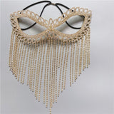 hoombox New Tassel Veil Masks Women Headwear Rhinestone Chains Face Mask Masquerade Dance Party Costume Sexy Face Accessories Jewelry