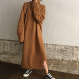 hoombox Casual High Collar Long Knitted Maxi Dress