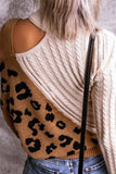 Hoombox Hoombox Turtleneck Leopard Print Patchwork Cold Sweater