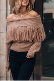 Hoombox  Sexy One-Shoulder Fringed Sweater