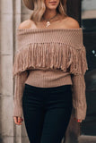 Hoombox  Sexy One-Shoulder Fringed Sweater