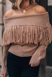 Hoombox  Sexy One-Shoulder Fringed Sweater