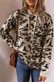 Hoombox  Leopard Knit Drawstring Hood Tops