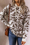 Hoombox  Leopard Knit Drawstring Hood Tops