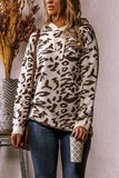 Hoombox  Leopard Knit Drawstring Hood Tops