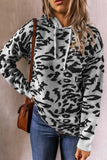 Hoombox  Leopard Knit Drawstring Hood Tops