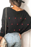 Hoombox  Loose V-Neck Heart-Shaped Knitted Sweater