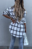 Hoombox  Long Sleeve Plaid Shirt Mid-length Coat