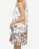 hoombox Butterfly Printed Sleeveless Women Halter Chiffon Dresses