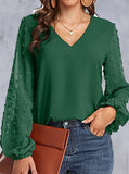 hoombox V-Neck Paneled Casual Long-Sleeve Blouse