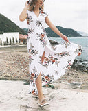 hoombox V Neck Summer Printed  Midi Dresses