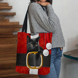 hoombox Women Felt Cute Festive 3D Cartoon Christmas Black Cat Pattern Shoulder Bag Handbag Tote