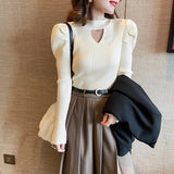 hoombox Half High Collar Bubble Sleeve Bottomed Shirt