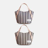 hoombox Women Canvas Striped Pattern Color Contrast Large Capacity Handbags Underarm Bag Shoulder Bag