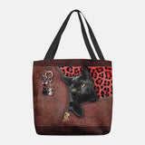 hoombox Women Felt Cute 3D Three-dimensional Cartoon Black Cat Pendant Pattern Shoulder Bag Handbag Tote