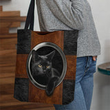 hoombox Women Canvas Cute Cartoon Black Cat Print Handbag Tote Shoulder Bag