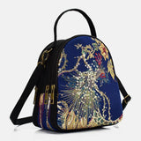 hoombox Women Canvas Ethnic Style Embroidery Peacock Pattern Sequin Mini Multi-carry Handbag Crossbody Bag