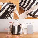 hoombox Women Canvas Striped Pattern Color Contrast Large Capacity Handbags Underarm Bag Shoulder Bag