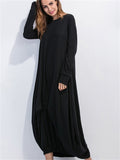 hoombox Long-sleeved Round Neck T-shirt Long Lantern Dress