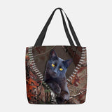 hoombox Women Felt Cute 3D Three-dimensional Cartoon Black Cat Branch Pattern Shoulder Bag Handbag Tote