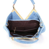 hoombox Fashion Women's V-shaped Diamond Flower Denim Bag