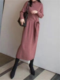 hoombox Long Section High Collar Knitted Sweater Female Bottoming Temperament Thin Dress