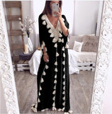 hoombox V Neck Tassels Bohemian Half Sleeve Maxi Dresses