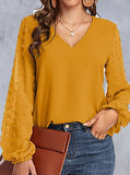 hoombox V-Neck Paneled Casual Long-Sleeve Blouse