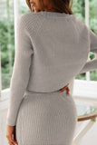 Hoombox  Knitted Solid Color Sweater Skirt Suit