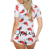 hoombox Women Sexy Sleepwear Cute Cartoon Print Short Set Pajamas Spicy Pepper Sweet Short Sleeve T Shirts Shorts Summer Pijama